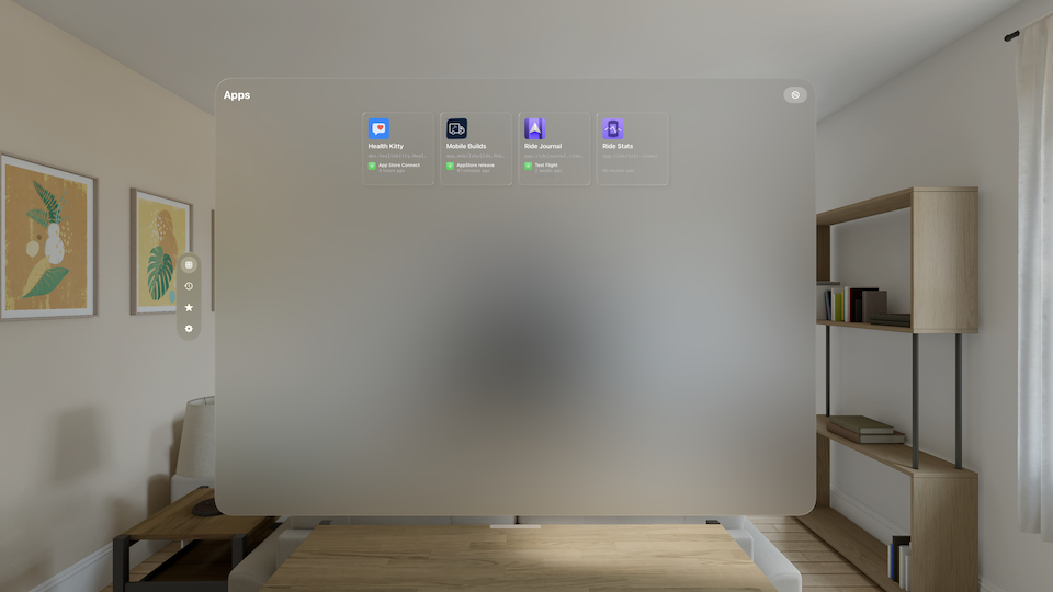 Mobile Builds on visionOS — app list