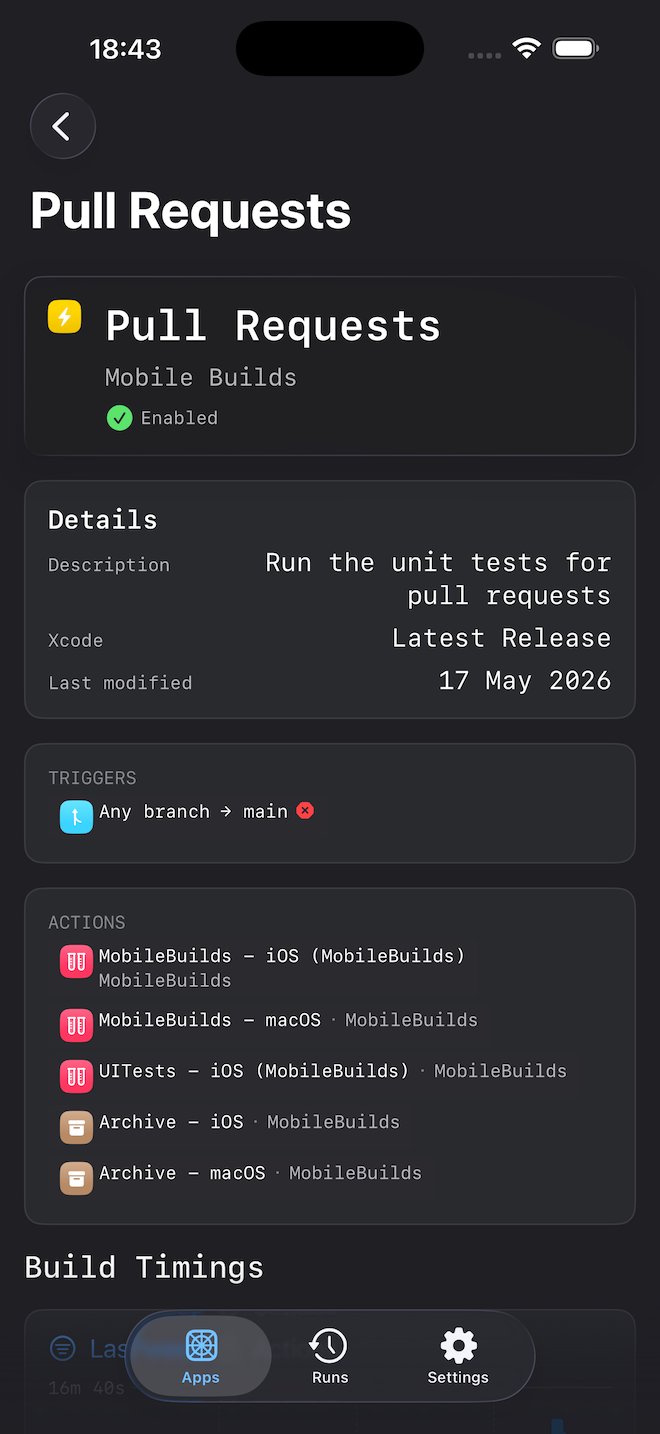 Mobile Builds on iOS — workflow details