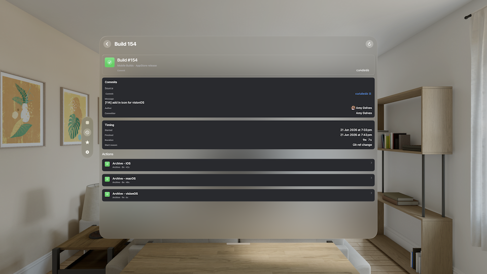 Mobile Builds on visionOS — build run details