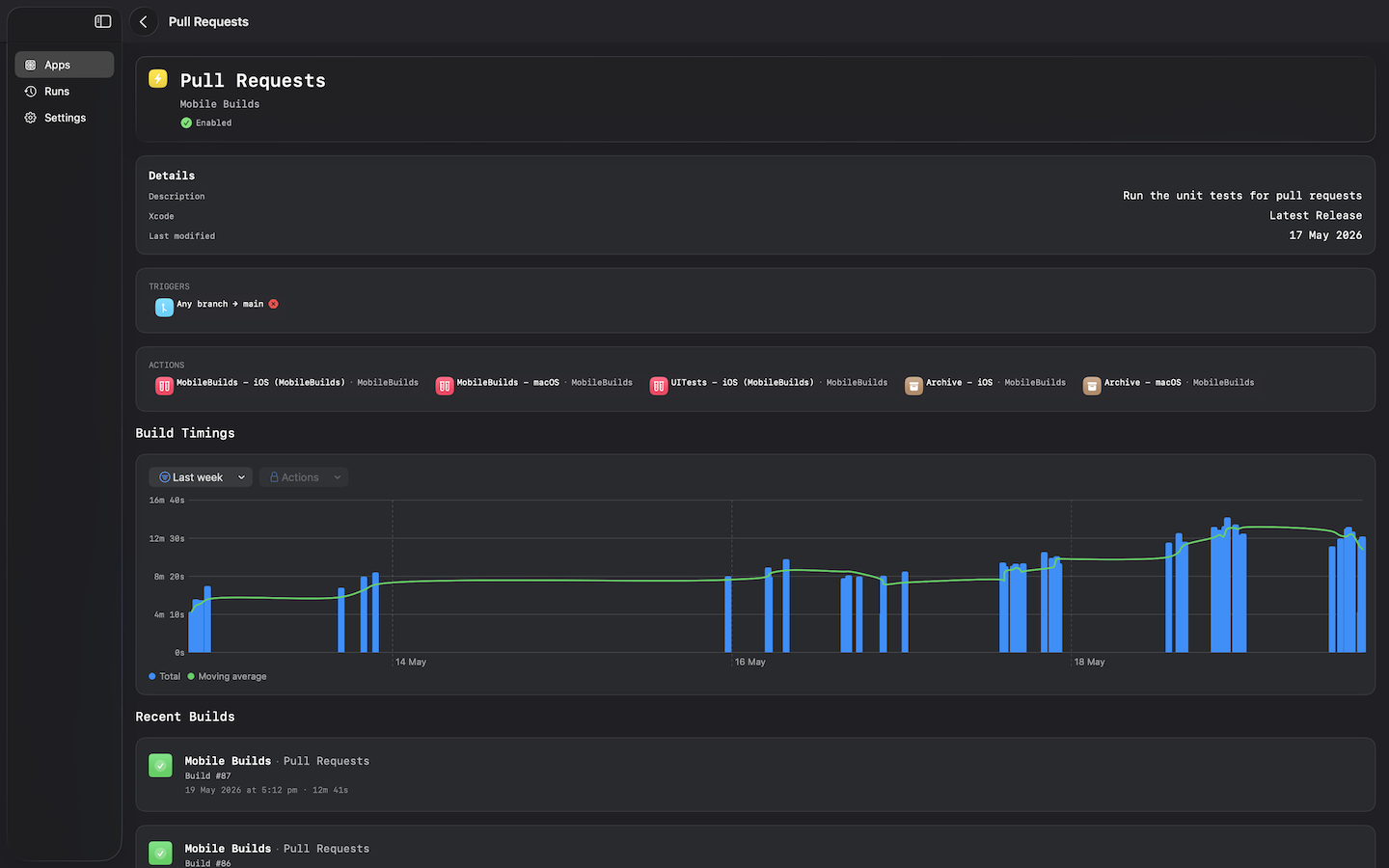 Mobile Builds on macOS — workflow details