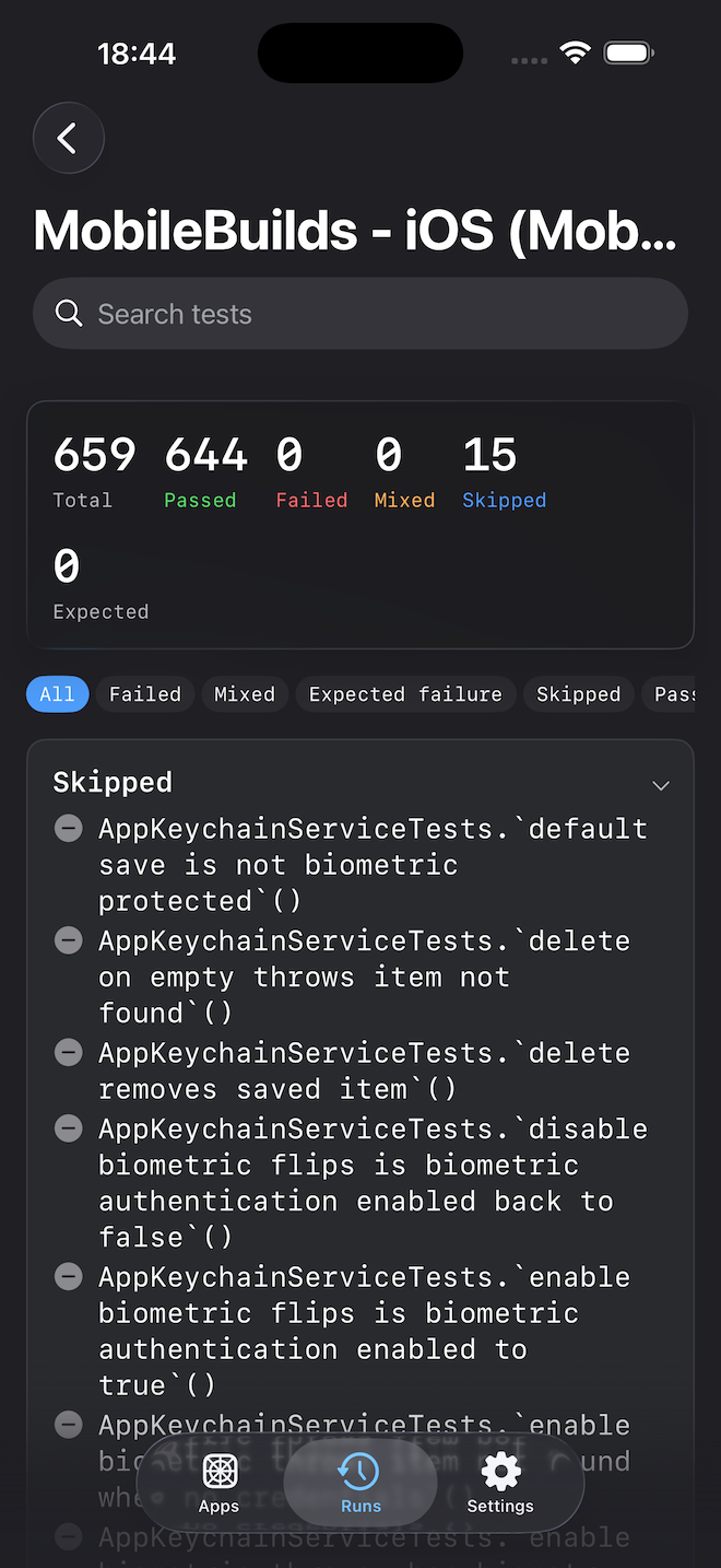 Mobile Builds on iOS — build action logs